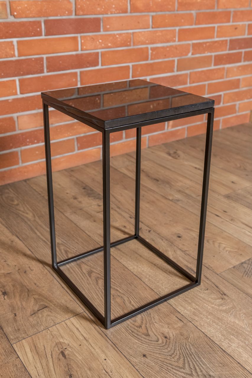 Sockel Pflanzentisch Beistelltisch Nachttisch Wohnzimmer Metall Marmor Schwarz