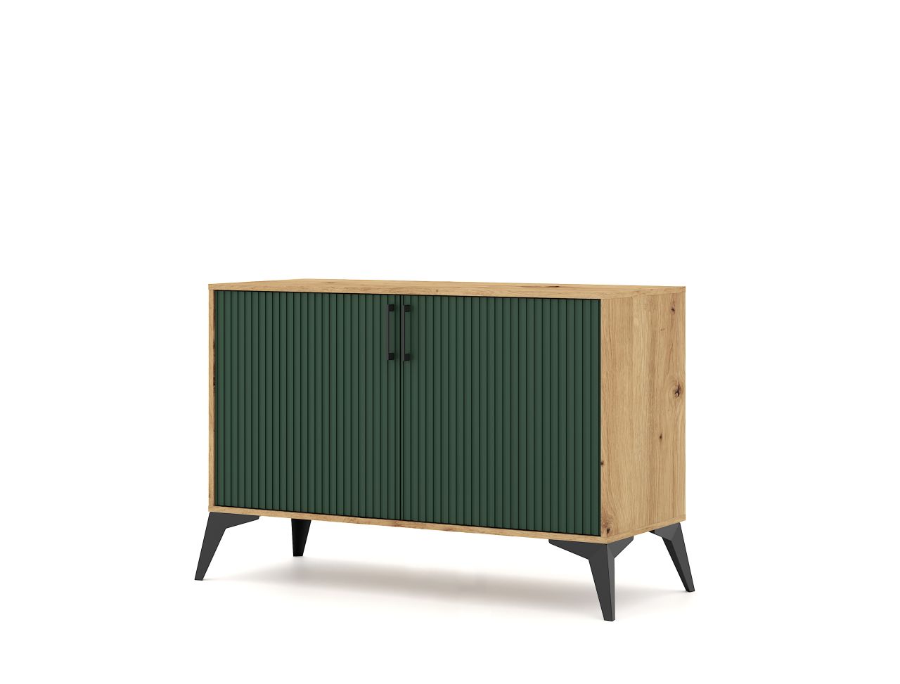 Sideboard Kommode 2T Highboard Anrichte Wohnmöbel Schrank - Artisan-Eiche / Grün