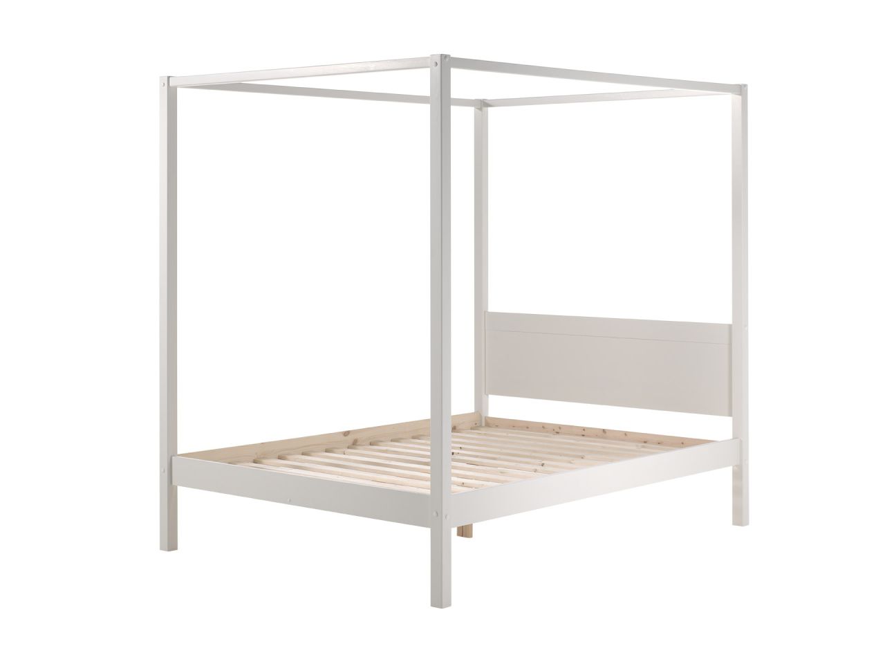 Vipack Himmelbett PINO 140x200 inkl. Textilhimmel - Kinderbett Jugendbett - Weiß