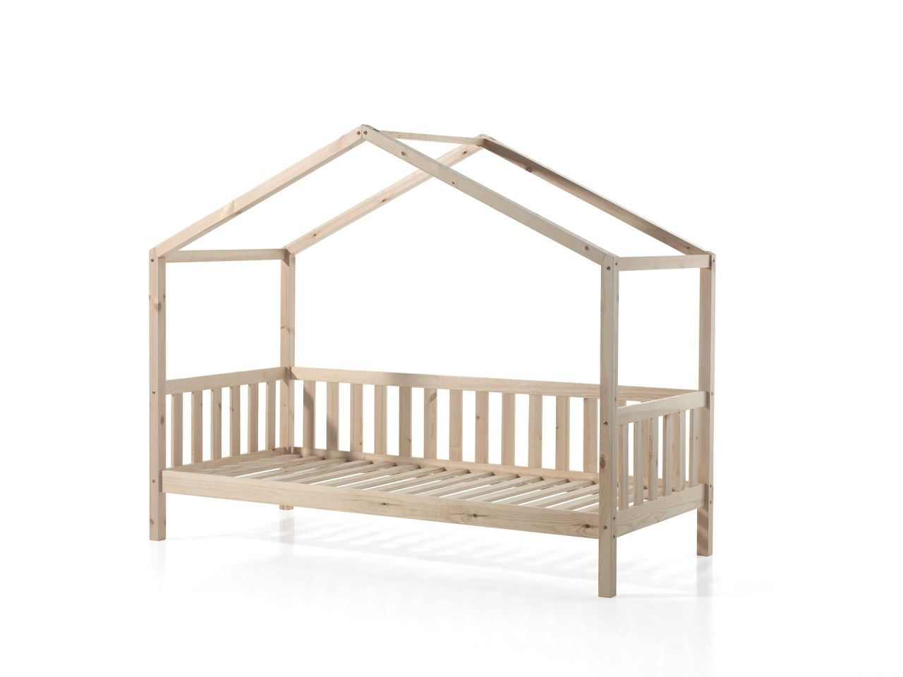 Set Hausbett Matratze 90x200 Kinderbett Kindermöbel Spielbett Lattenrost Natur