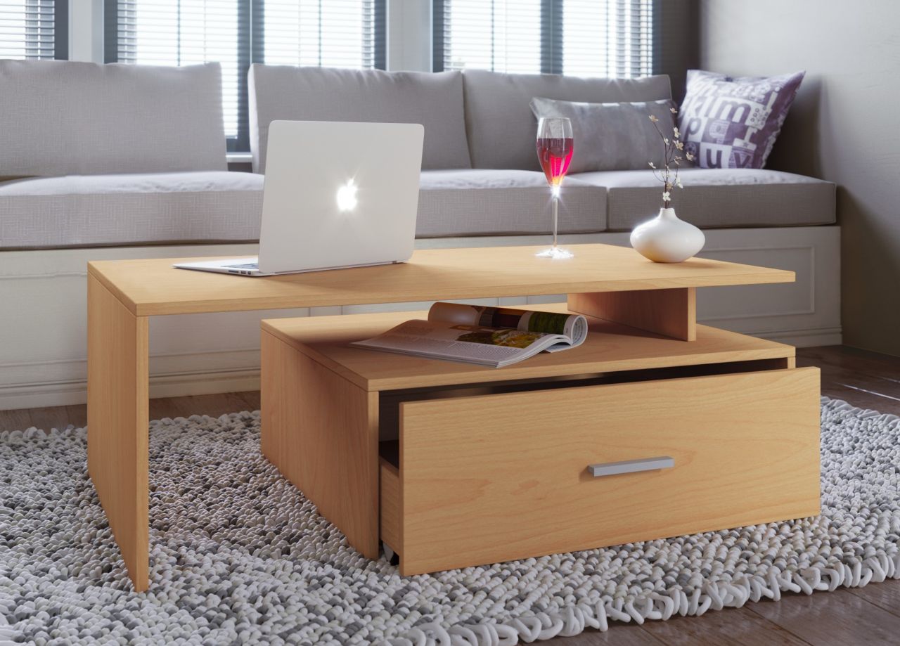 Couchtisch Beistelltisch Wohnzimmertisch Sofatisch 100 x 52 - Buche Nachbildung