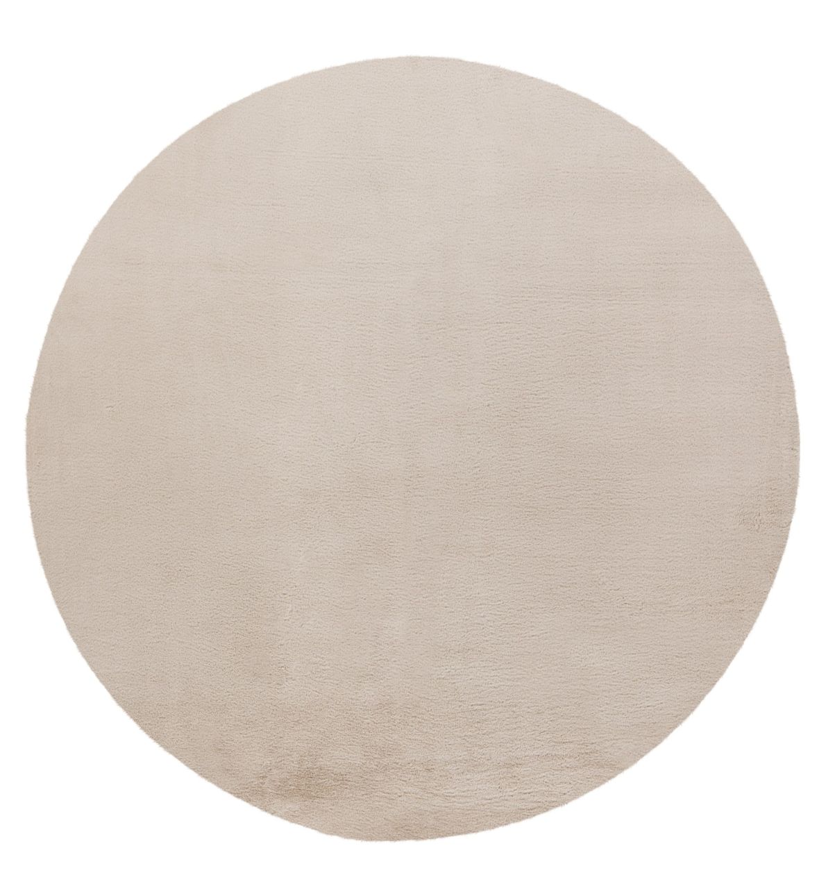 Runder Teppich Höhe 21 mm weicher Kurzflorteppich Creme Wohnzimmer 2 Größen