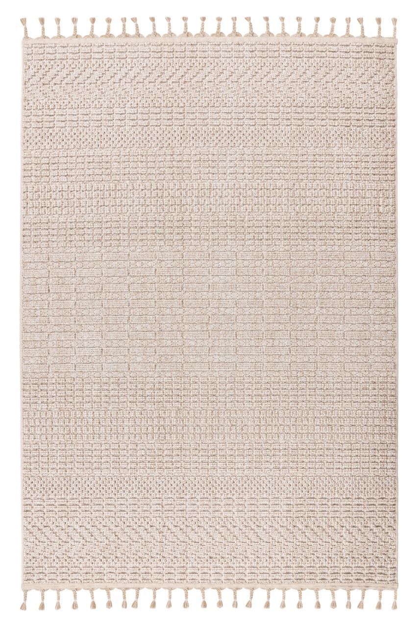 Teppich Höhe 9 mm Kurzflorteppich rechteckig Beige Wohnzimmer 4 Größen