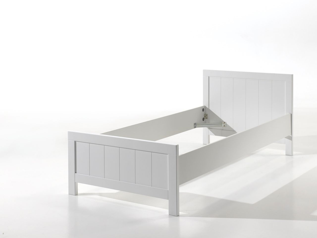 Set Einzelbett 90x200 Nachtkonsole Jugendbett Kindermöbel Lattenrost Weiß Bett