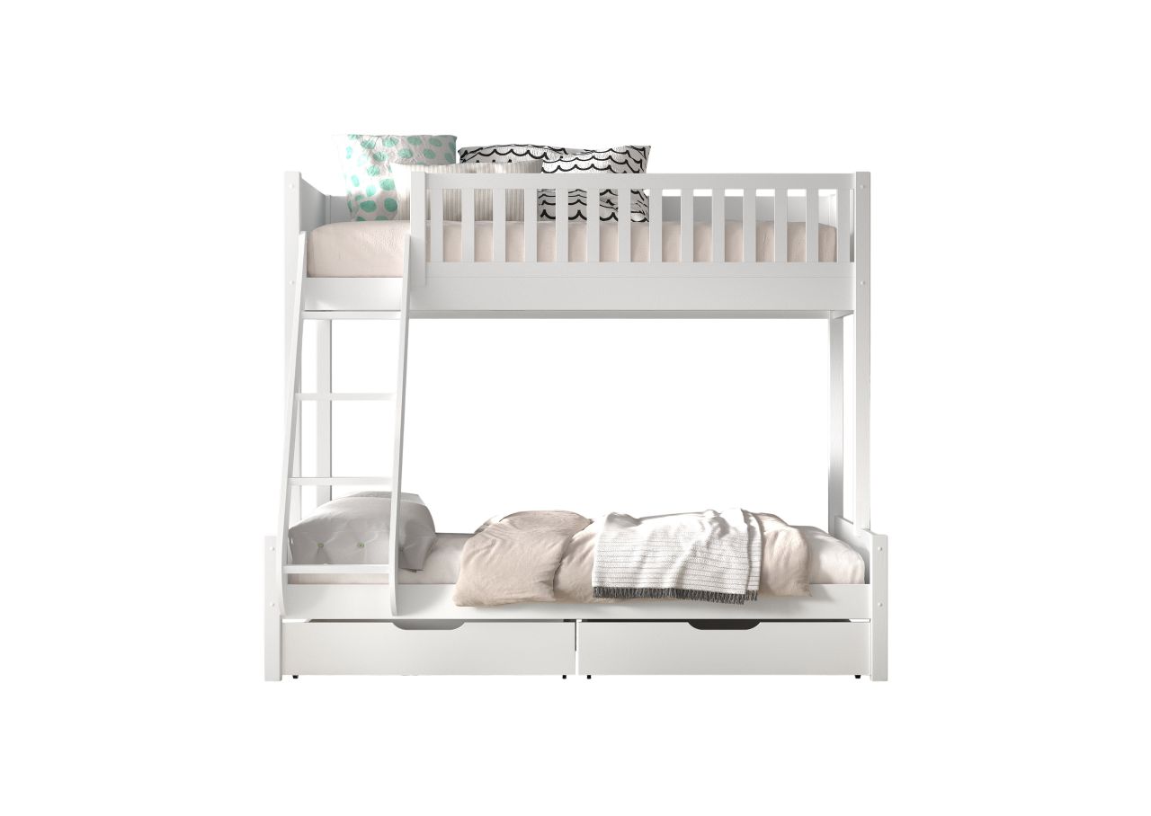 Familienbett Etagenbett Kinder 140x200 90x200 Weiß Holz Elternbett Bettschublade