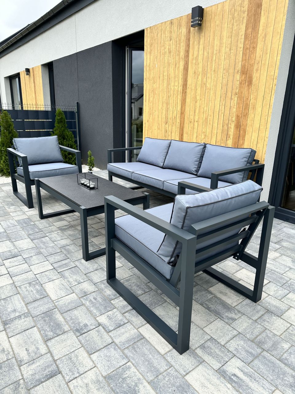 Gartenmöbelset Sitzgruppe Outdoor Gartenmöbel Tisch Alu Sessel Stuhl Terrasse