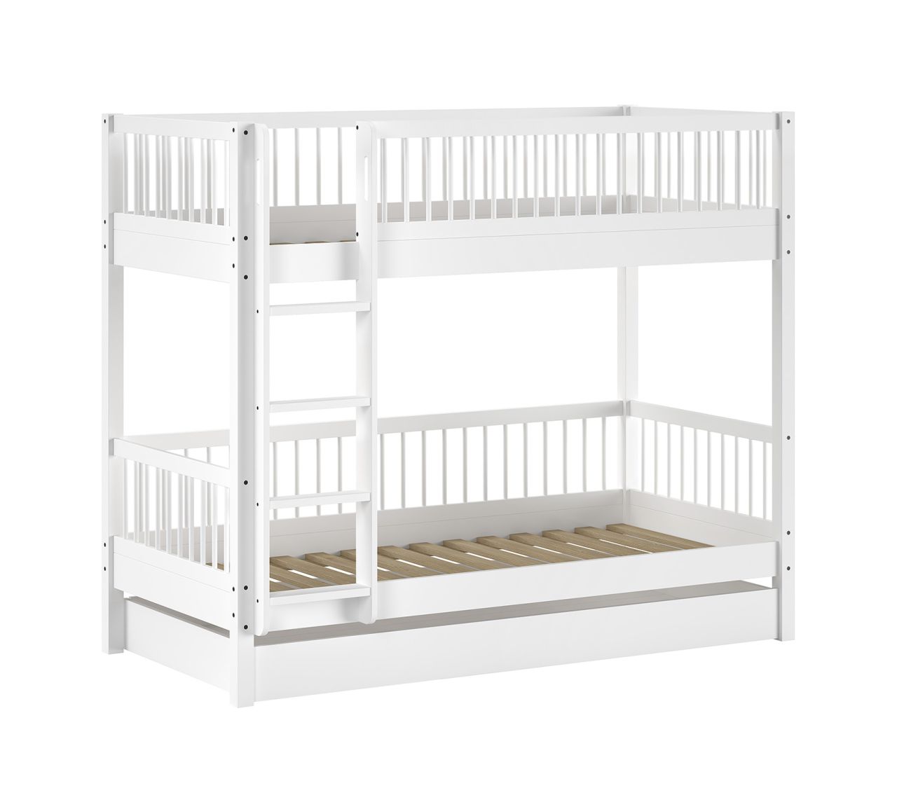 Etagenbett 90x200 mit Bettschublade Jugendbett Hochbett Buche massiv Weiß
