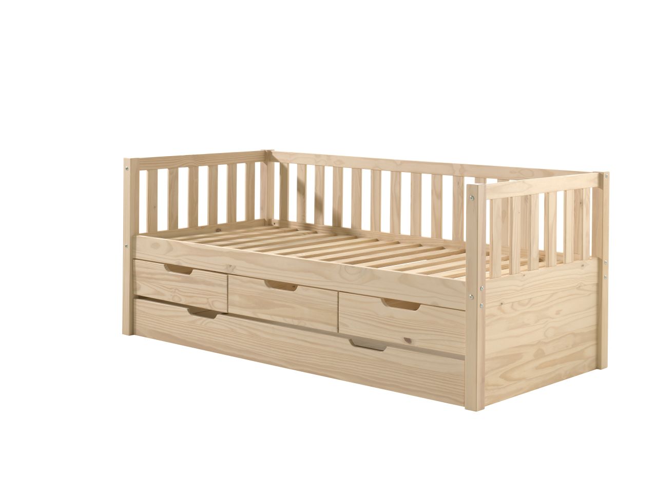 Kojenbett mit 3 Schubladen Lattenrost 90x200 Kinderbett Gitterbett