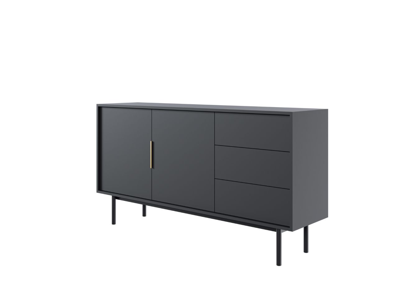 Sideboard Kommode 2T/3S Highboard Anrichte Wohnmöbel Schrank Schwarz