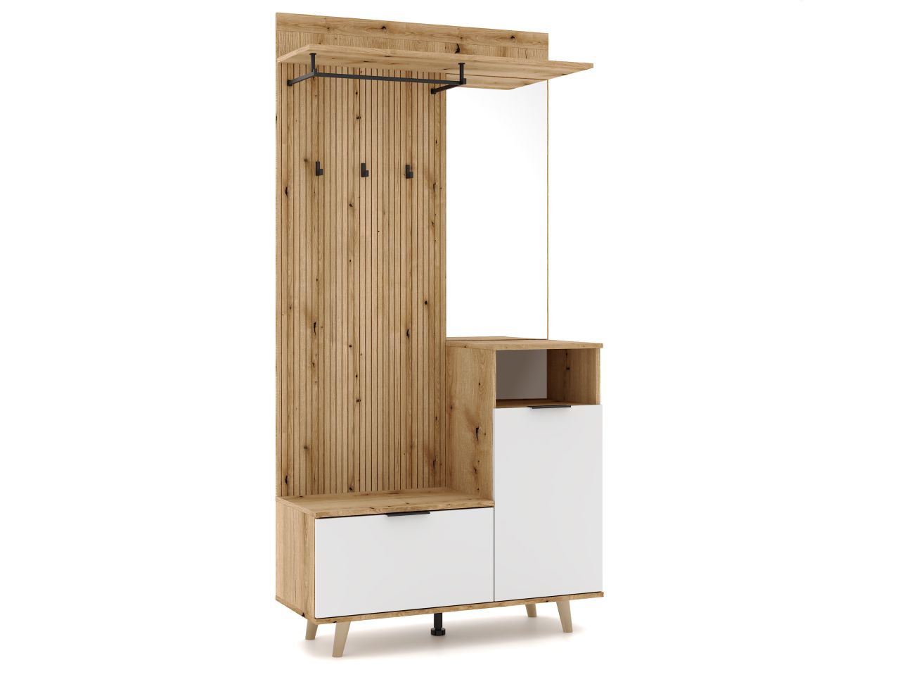 Garderobe Garderobenmöbel Flurgarderobe Dielenset Wohnmöbell Evoke Eiche / Weiß