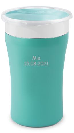 Magic Cup Edelstahl 230ml mit Gravur (inkl. Deckel) türkis
