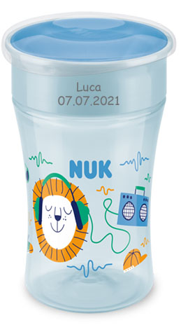 Magic Cup 230ml mit Gravur (inkl. Deckel) türkis-blau