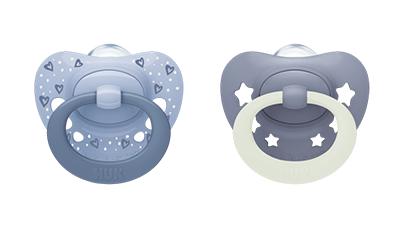 NUK First Choice Classic Day & Night Silikon Schnuller 0-6 Monate blau