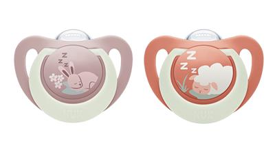 NUK First Choice Night Silikon Schnuller 0-6 Monate rot/orange