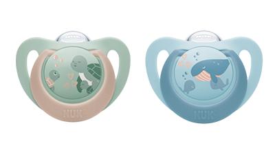 NUK First Choice Silikon Schnuller 6-18 Monate grün/blau