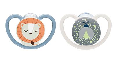 NUK Perfect Match Air Night Silikon-Schnuller 0-6 Monate blau/beige