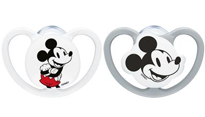 NUK Disney Mickey Mouse Perfect Match Air Silikon-Schnuller 0-6 Monate grau/weiß