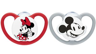 NUK Disney Mickey Mouse Perfect Match Air Silikon-Schnuller 0-6 Monate grau/rot
