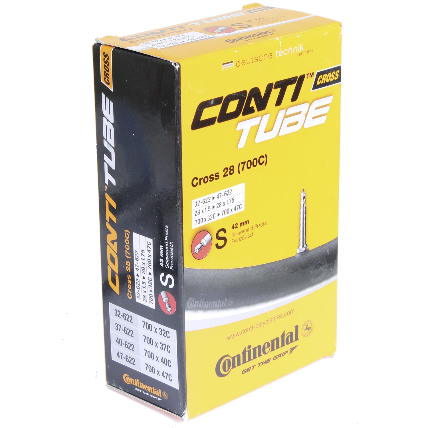Continental ContiTube Cross Fahrradschlauch 28 Zoll 700 x 32-47C Fahrrad Schlauch Ventil 40 mm Autoventil Schrader Rennrad