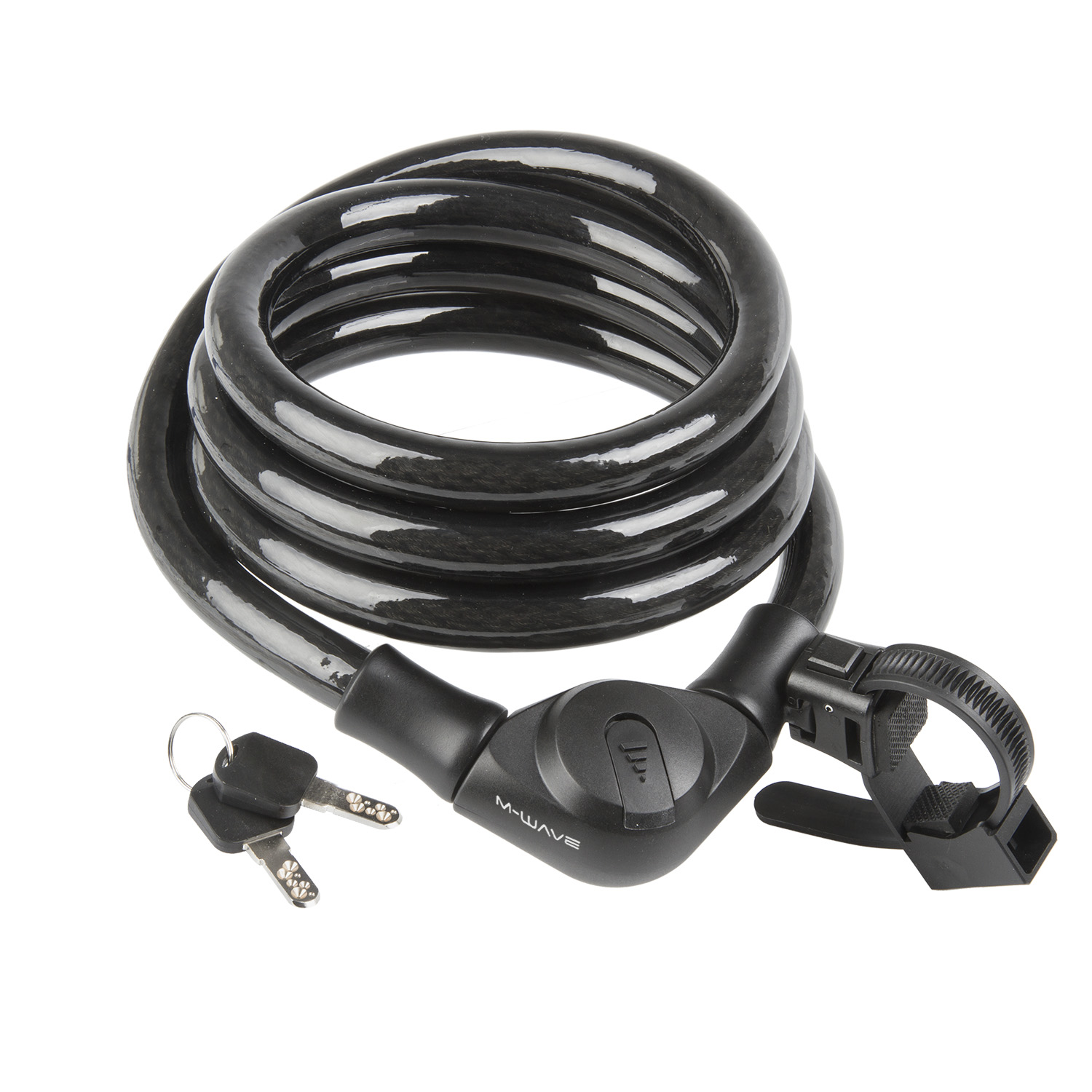 M-Wave S 20.18 Fahrradschloss Spiralkabelschloss Fahrrad Schloss Kabelschloss mit Schlüssel und Halterung 1,8 m