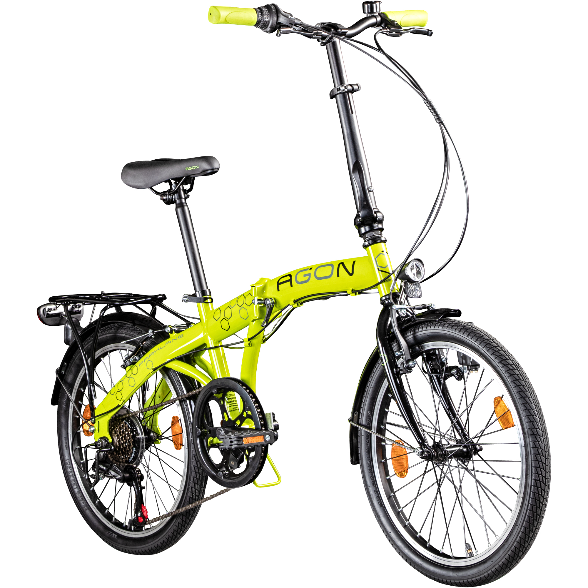 Agon Parklane Klapprad für Damen und Herren 150 - 185 cm Klappfahrrad mit 6 Gängen Fahrrad Faltrad mit Beleuchtung StVZO und Fahrradständer