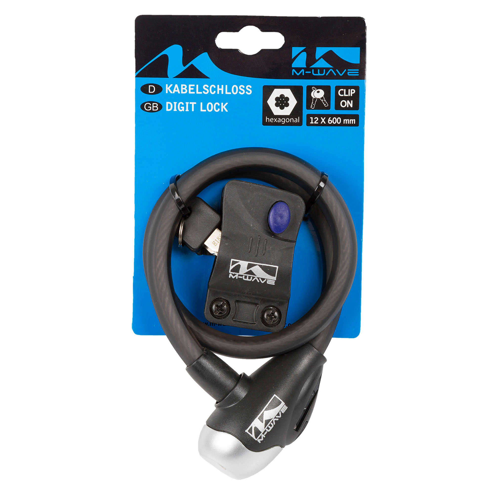 M-Wave Fahrradschloss 12 mm 600 mm 1800 mm Fahrrad E-Bike Schloss Kabelschloss Spiralschloss Spiralkabelschloss mit Halterung Diebstahlschutz