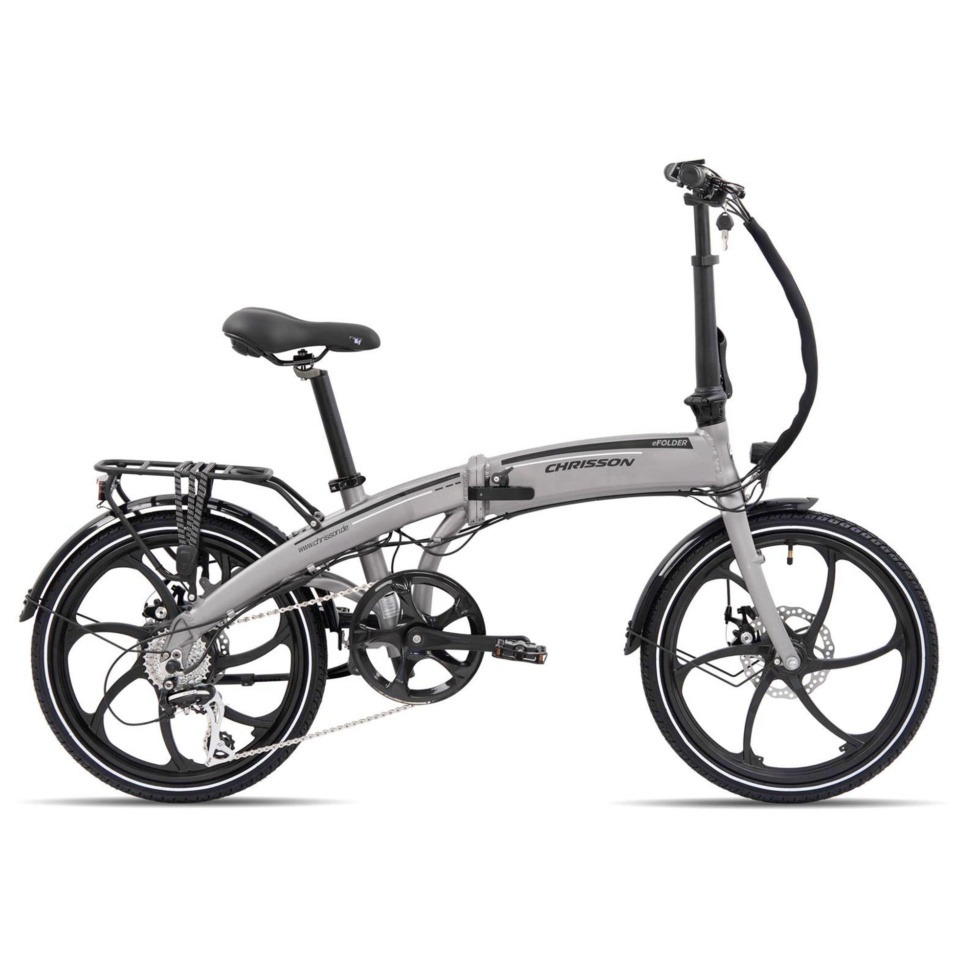 Chrisson EFolder E Bike Klapprad Damen Herren 150 - 195 cm Pedelec 20 Zoll 8 Gänge Elektrofahrrad 250 W