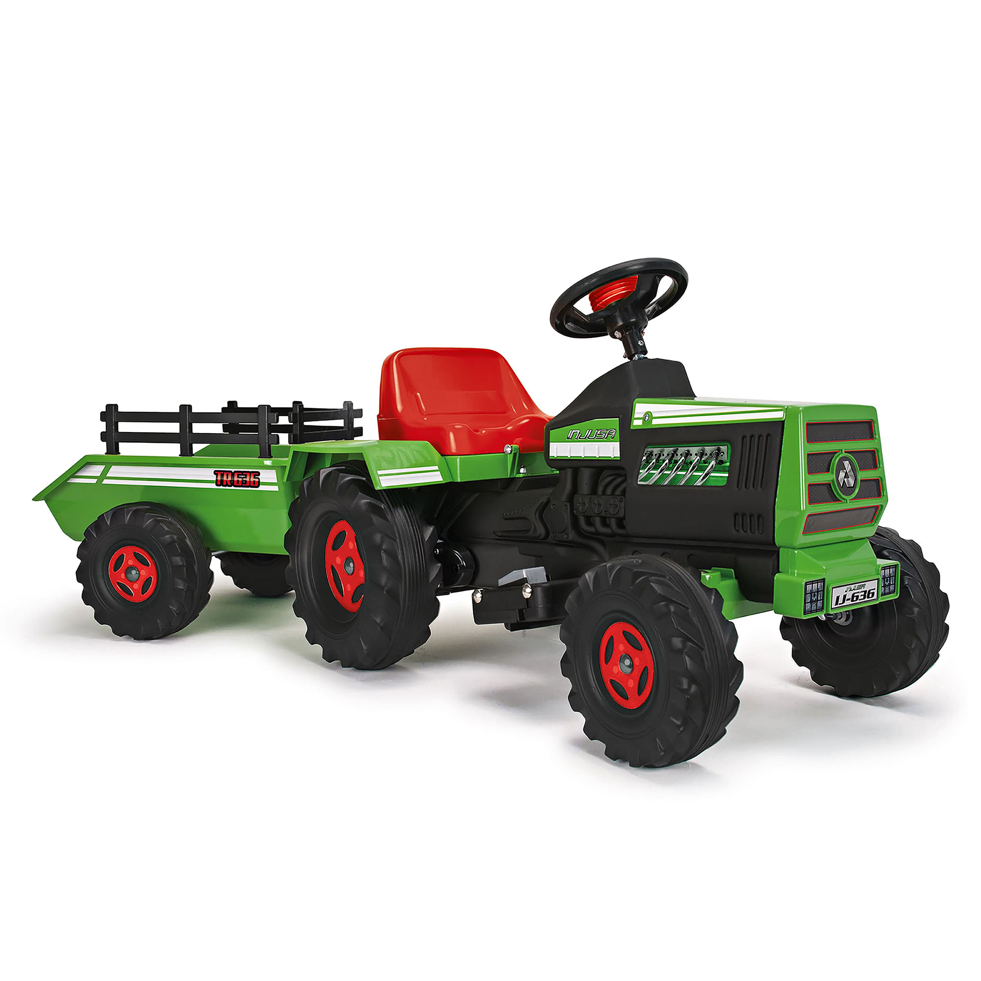 INJUSA Elektrotraktor Basic für Kinder ab 1-3 Jahren – 6V Elektro-Traktor mit Anhänger – Kindertraktor mit Gaspedal, Licht & Sound – Höchstgeschwindigkeit 2-3 km/h