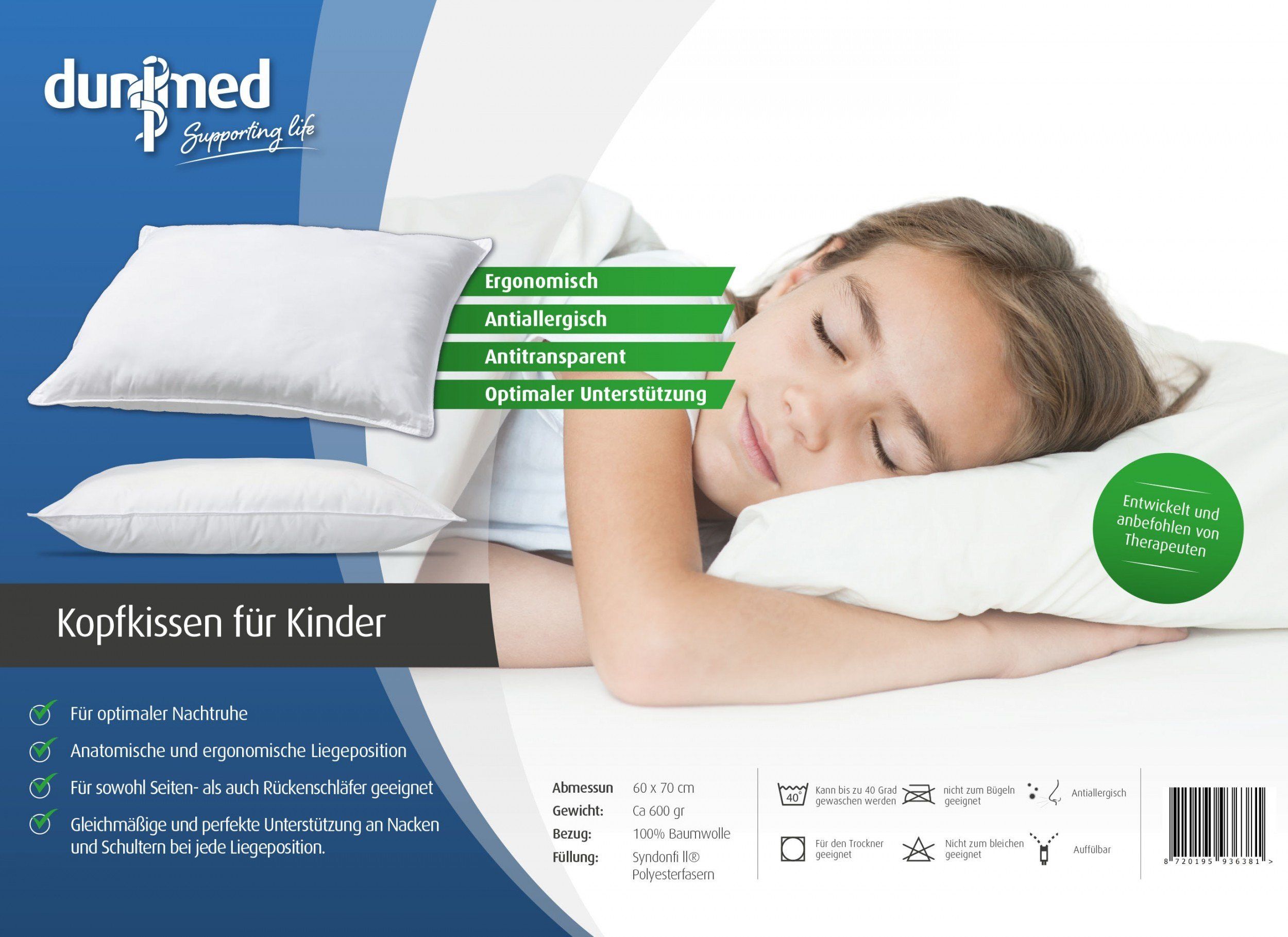 Dunimed Kopfkissen für Kinder