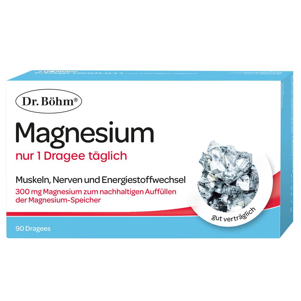 Dr. Böhm® Magnesium nur 1 Dragee täglich - für die tägliche Magnesium-Versorgung in nur einer Tablette