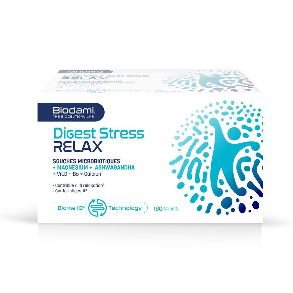 Biodami Digest Stress Relax: mikrobiotische Stämme + Ashwagandha zur Entspannung & Darmkomfort