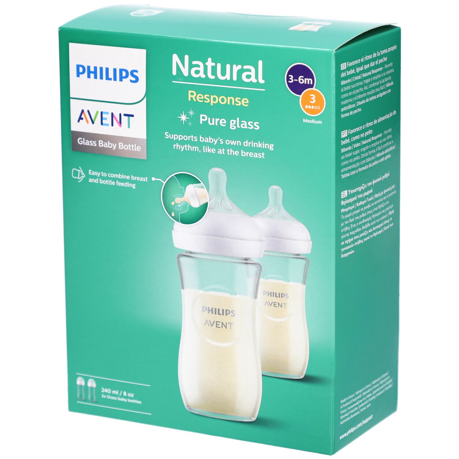 PHILIPS AVENT Natural Response Babyflasche aus Glas