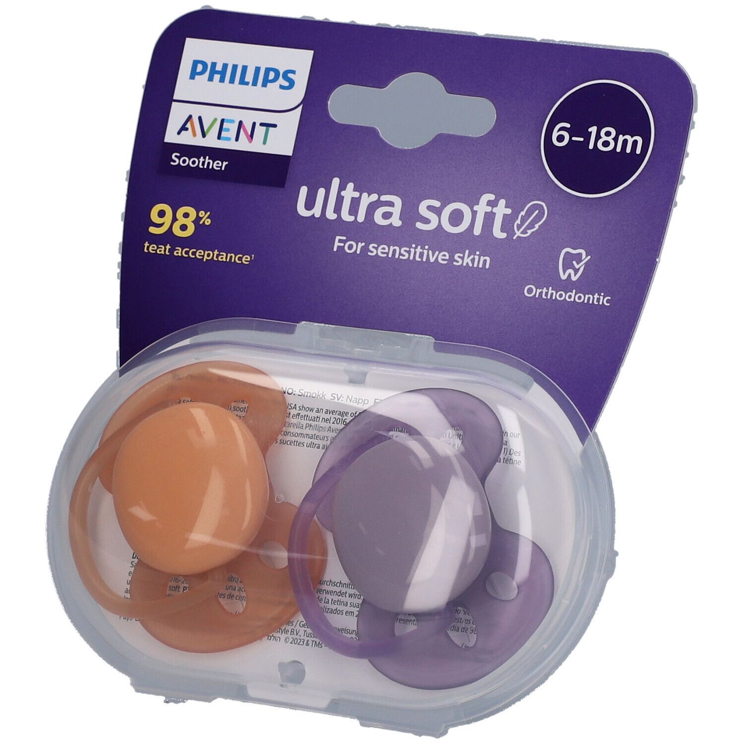 Philips Avent Ultra Soft Sauger Violett-Orange 6-18 Monate