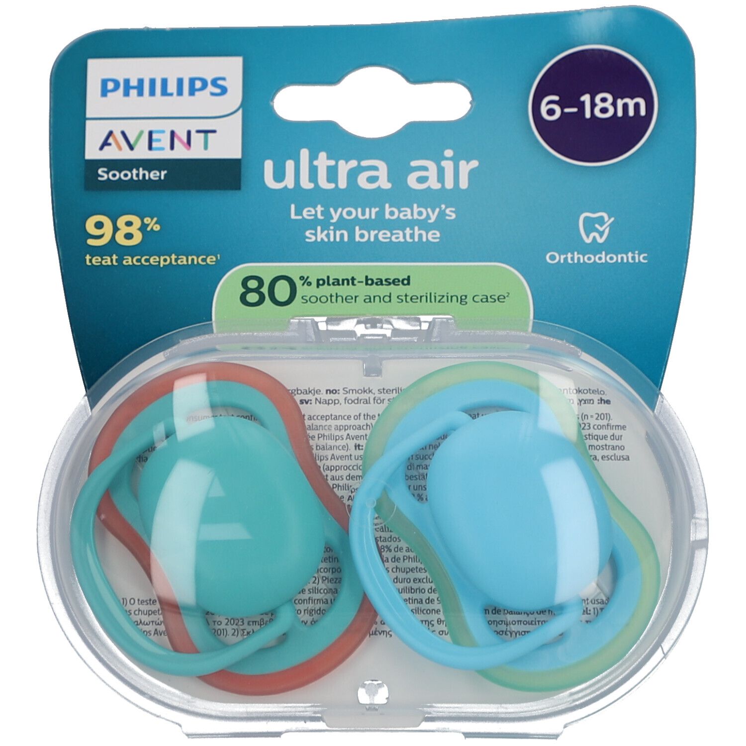 Philips Avent Schnuller +6 Monate Air, nachtblau/grün