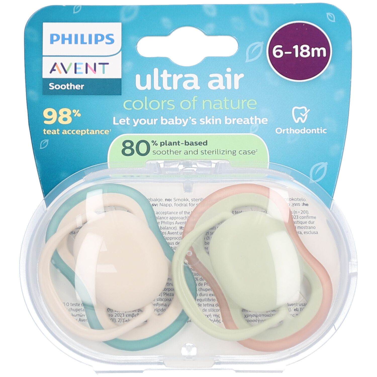 Philips Avent Schnuller ultra air 6-18 Monate Doppelpack, olive/beige