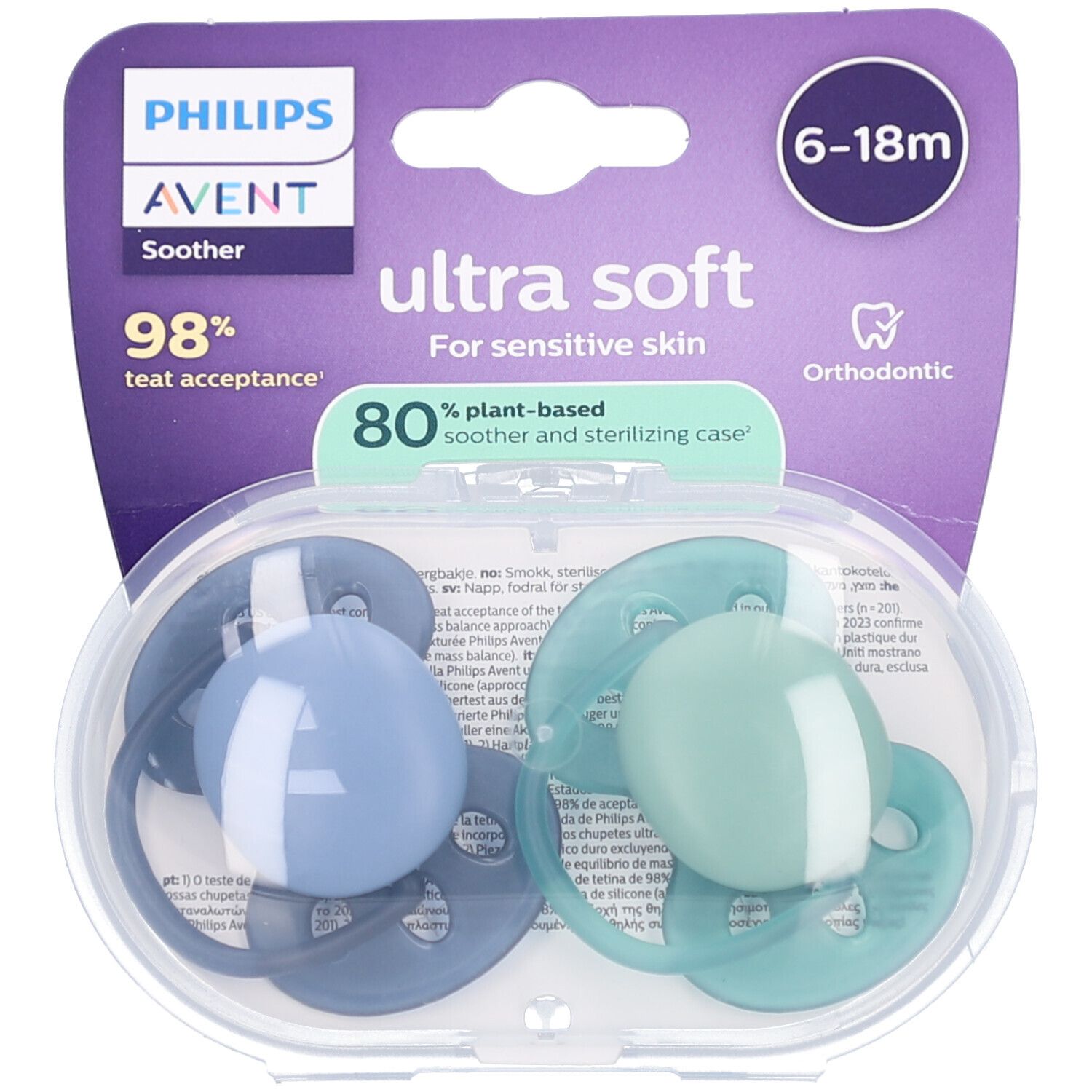 Philips Avent Schnuller +6 Monate Soft blau/grün
