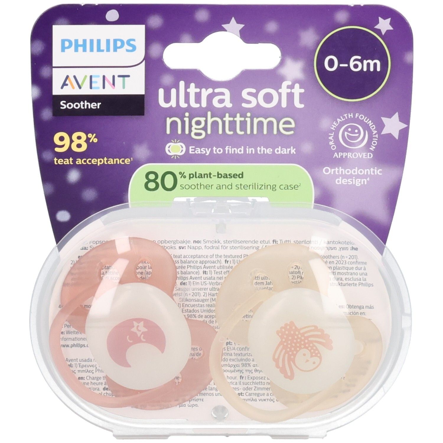 Philips AVENT Schnuller Ultra Soft Night Time 0–6 Monate | Terrakotta/Pfirsich