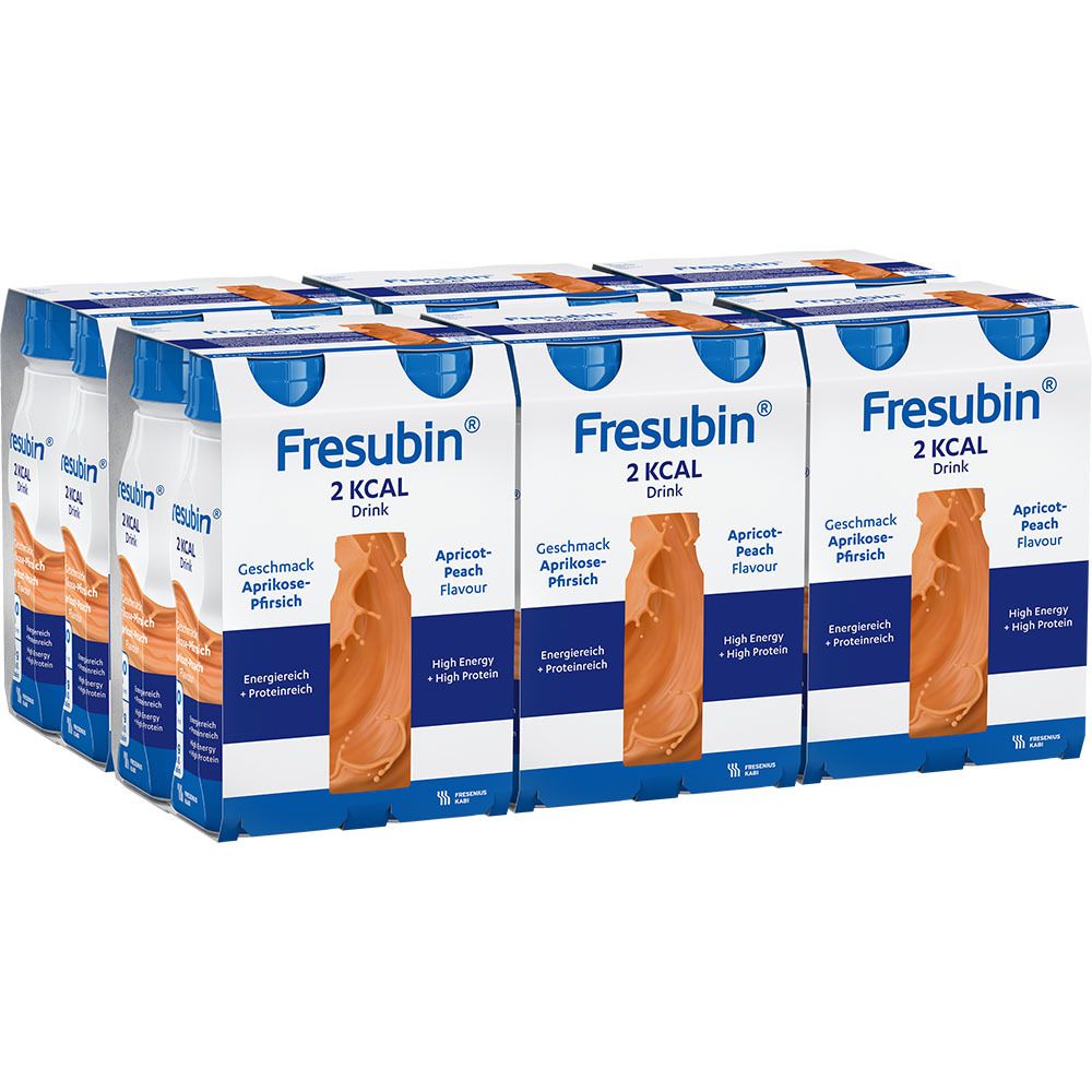 Fresubin 2 kcal Trinknahrung Aprikose-Pfirsich | Aufbaukost & Nahrung mit Vitamin D für mehr Energie