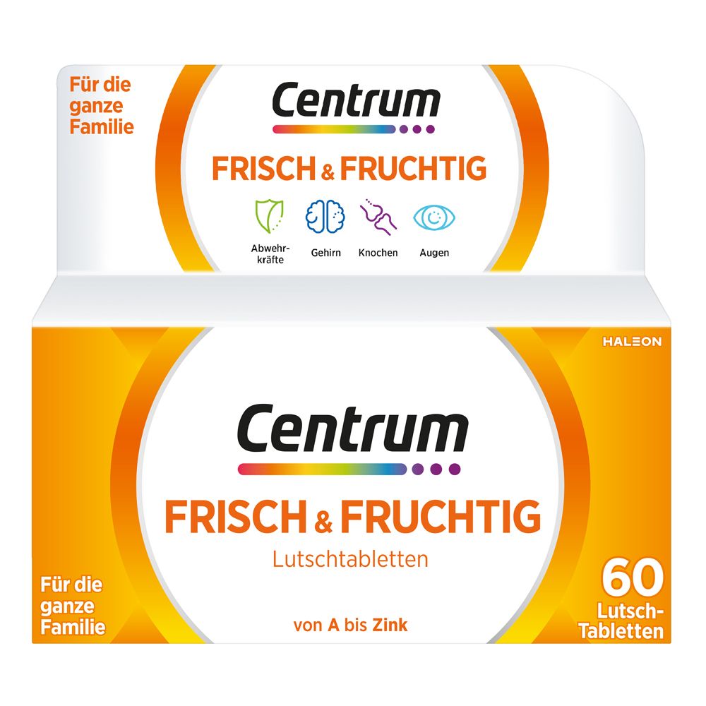 Centrum Frisch & Fruchtig Multivitamin Lutschtabletten – Leckeres Nahrungsergänzungsmittel für die ganze Familie – Vitamine, Mineralstoffe, Spurenelemente von A bis Zink