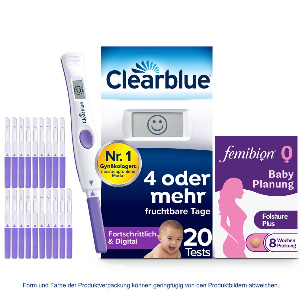 CLEARBLUE Ovulationstest fortschrittlich & digital + FEMIBION 0 Babyplanung
