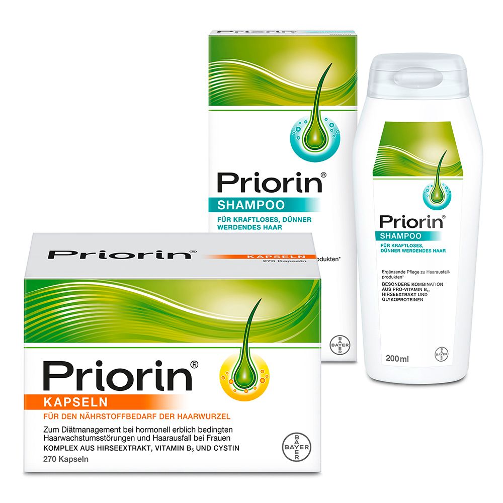Priorin® Haarpflege-Set: bei hormonell erblich bedingtem Haarausfall bei Frauen