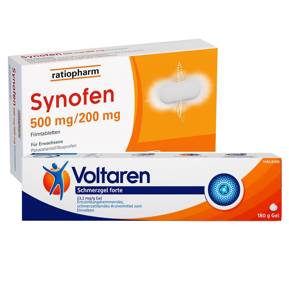 Synofen 500 mg/200 mg + Voltaren Schmerzgel forte 2,32 % Gel mit Diclofenac