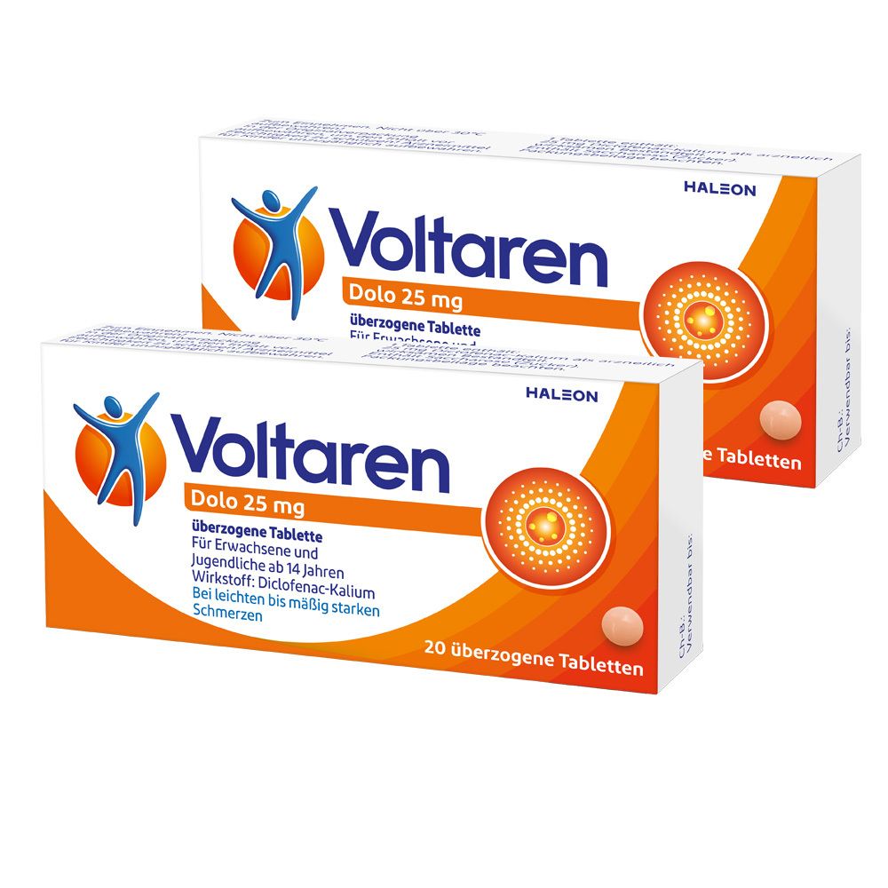 Voltaren Dolo Schmerztabletten, 25 mg Diclofenac, bei Rückenschmerzen, Nackenschmerzen und Schulterschmerzen