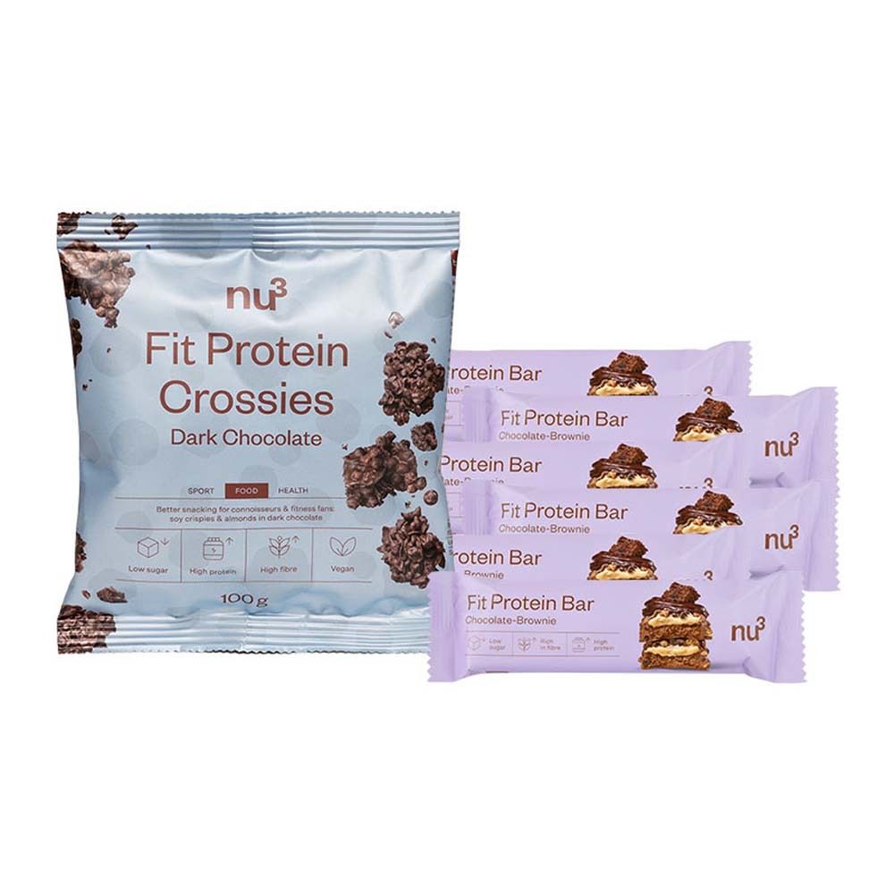 6 x nu3 Fit Protein Bar, Chocolate Brownie + nu3 Fit Protein Crossies