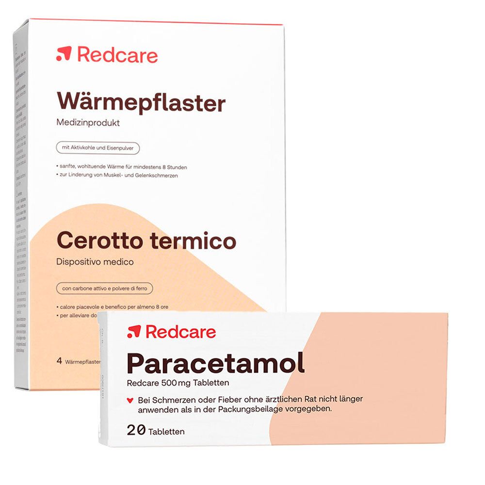 Redcare Wärmepflaster + Paracetamol Redcare 500 mg gegen Schmerzen