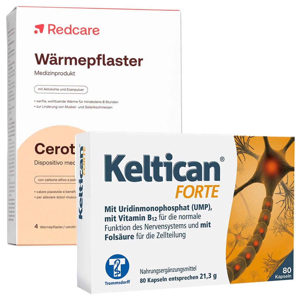 KELTICAN forte Kapseln & WÄRMEPFLASTER RedCare 9,5 x 13cm