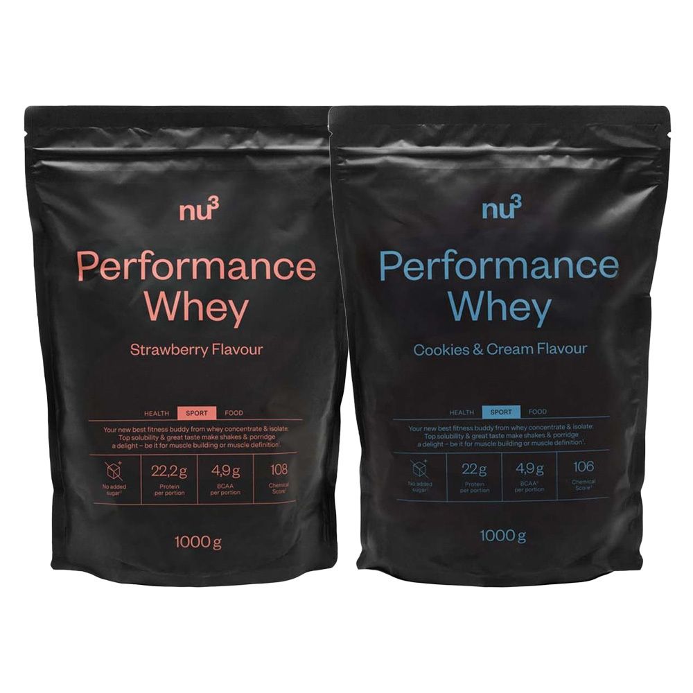 nu3 Performance Whey Erdbeere + nu3 Performance Whey, Cookies-Cream - Proteinpulver
