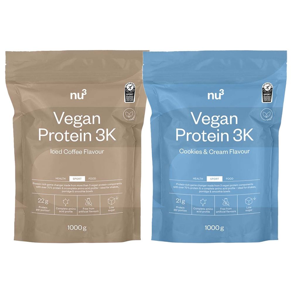 nu3 Vegan Protein 3K Iced Coffee + nu3 Vegan Protein 3K Cookies & Cream