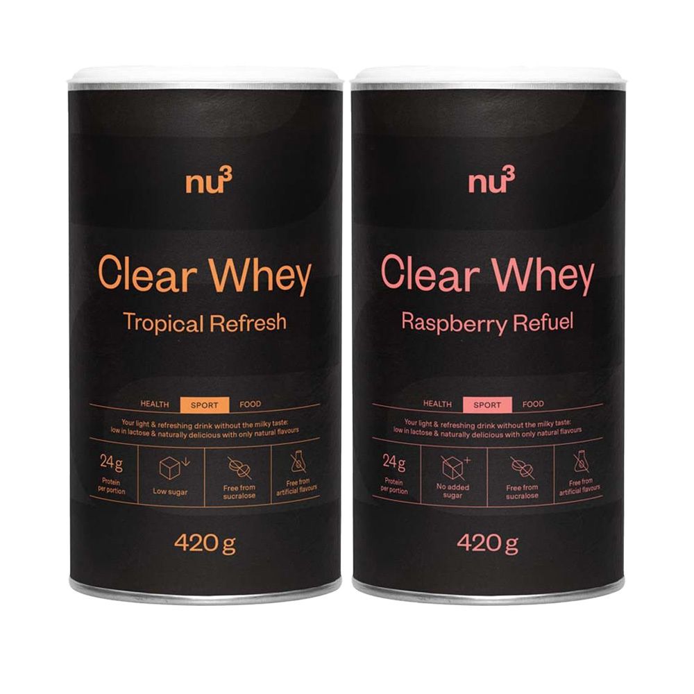 nu3 Clear Whey Tropical Refresh + nu3 Clear Whey Raspberry Refuel