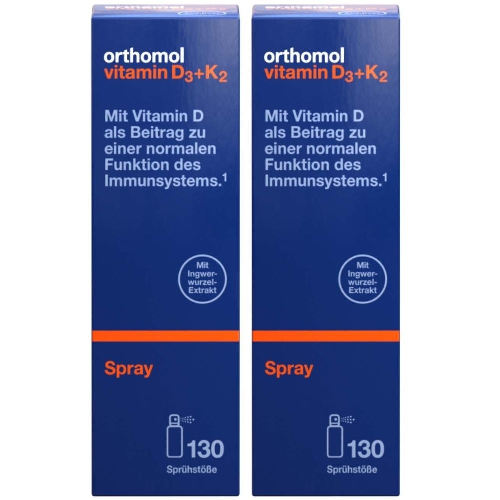 Orthomol Vitamin D₃+K₂ Spray - Nahrungsergänzungsmittel mit Vitamin D₃ als Beitrag zu einer normalen Funktion des Immunsystems und mit Vitamin K₂ zur Erhaltung normaler Knochen
